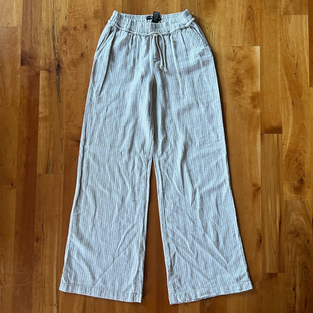 Rewash Beige Striped Drawstring Pants